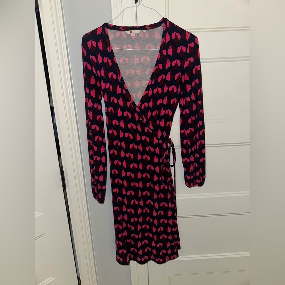 Boden Long Sleeve Wrap Dress EUC